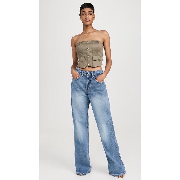 NWT Generation Love Susanna Gabardine Strapless Cropped Vestier Olive Green XS - Picture 6 of 16